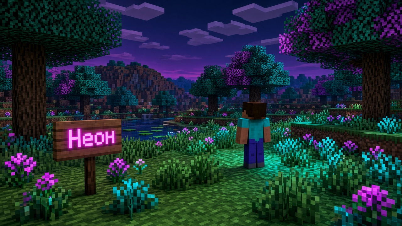 Неон шейдер Minecraft